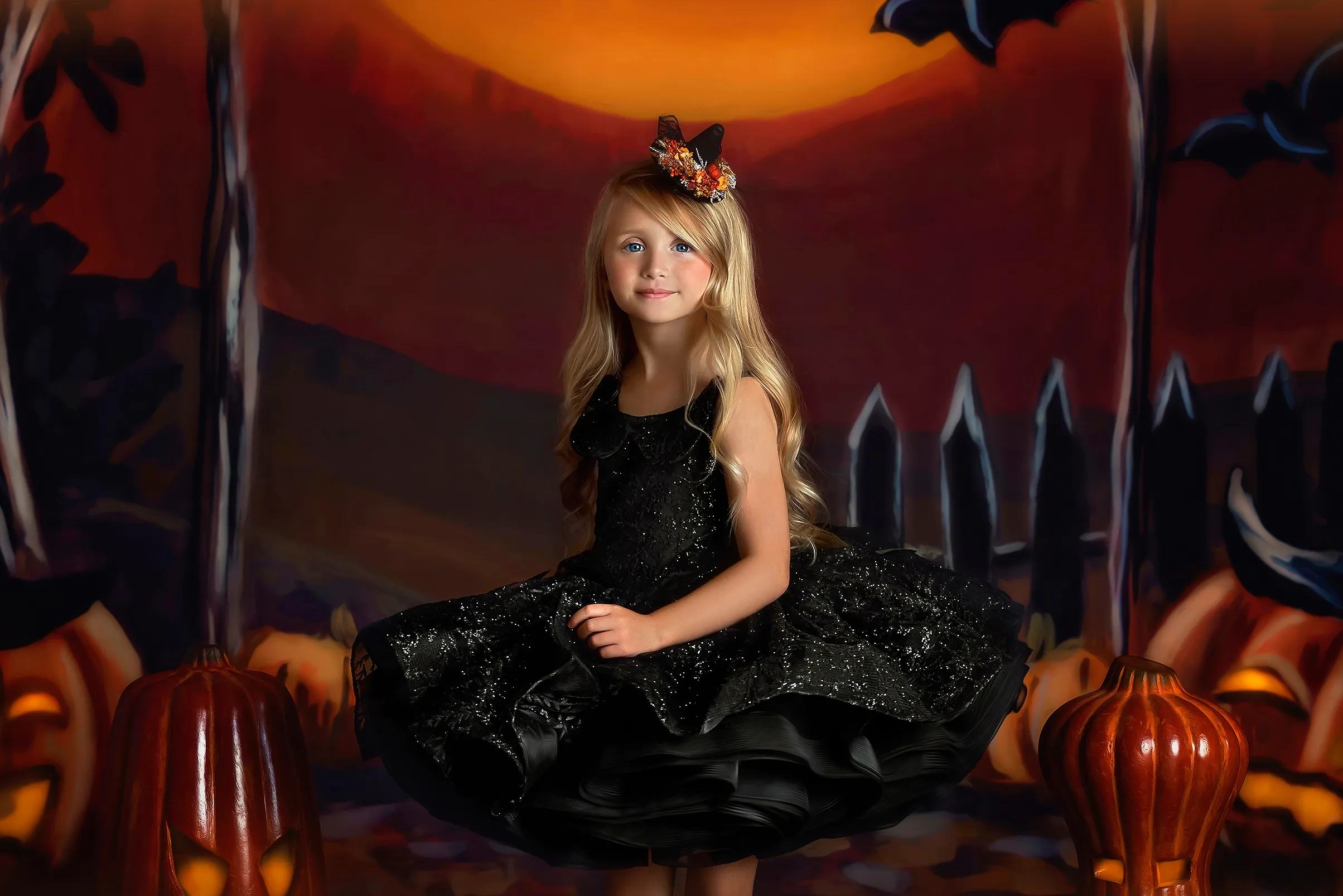 "Asher" Midnight Glitter- Petal Length Dress ( 4 Year - Petite 5 Year)