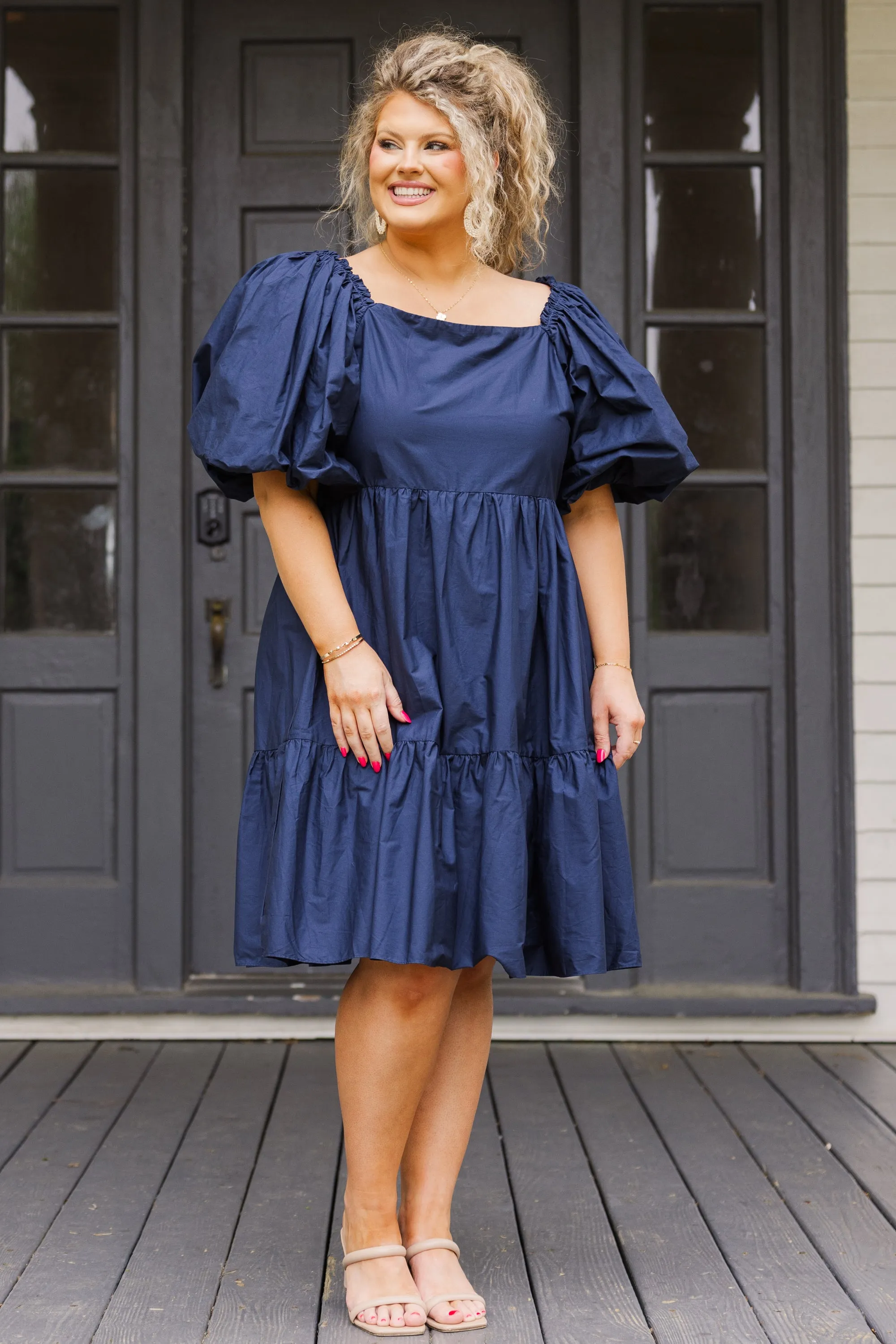 Raindrops On The Streets Dress, Navy