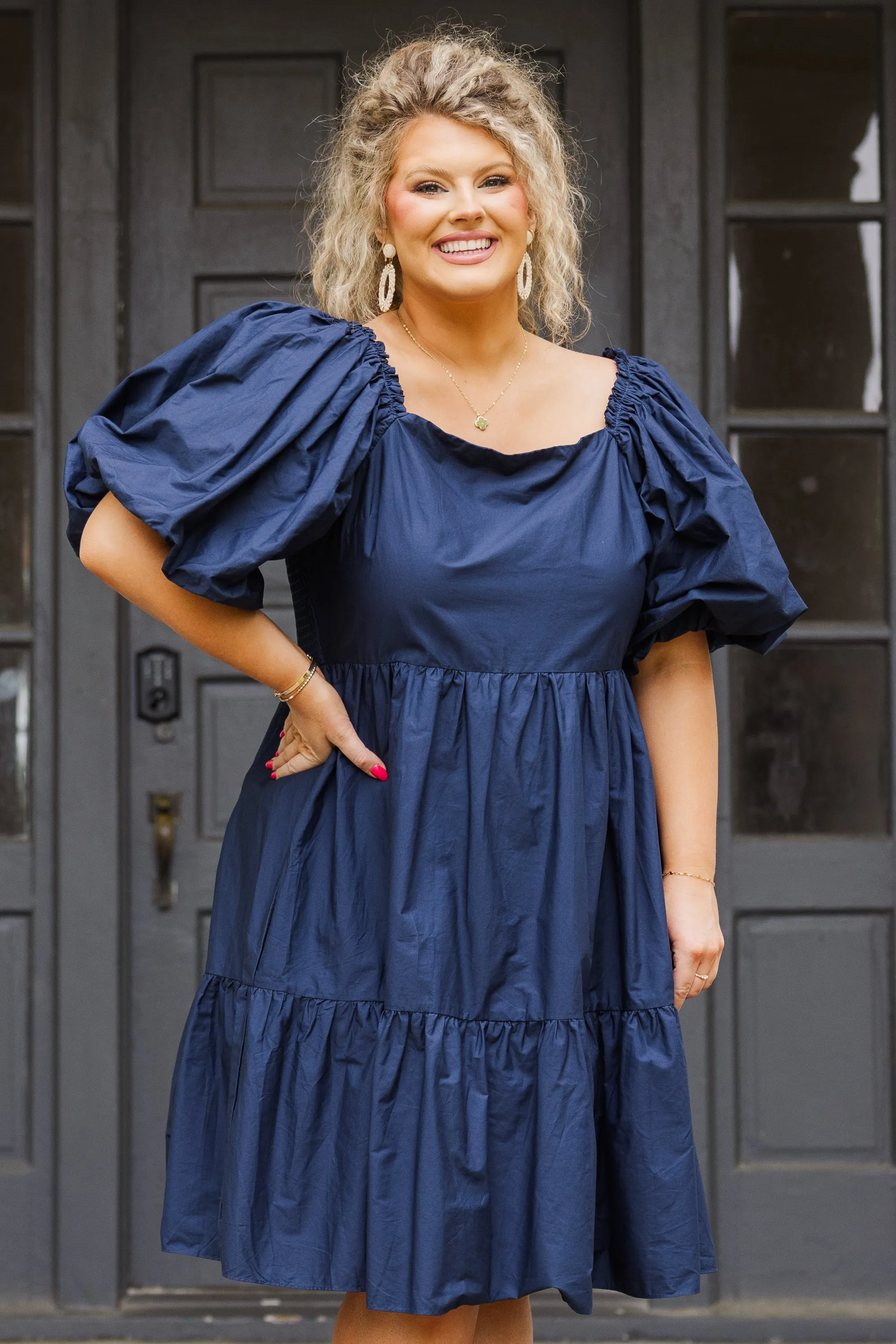 Raindrops On The Streets Dress, Navy