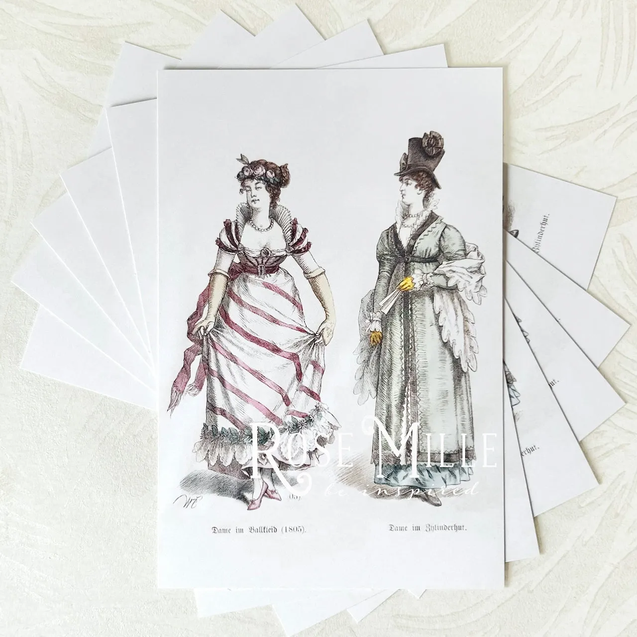 Regency Dress Dame in Ballfield - Layering PostCards