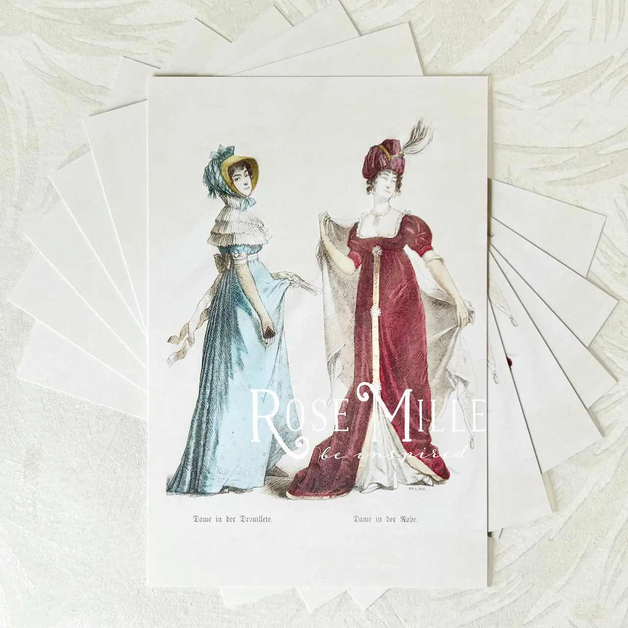 Regency Dress Dame in Der Robe - Layering PostCards