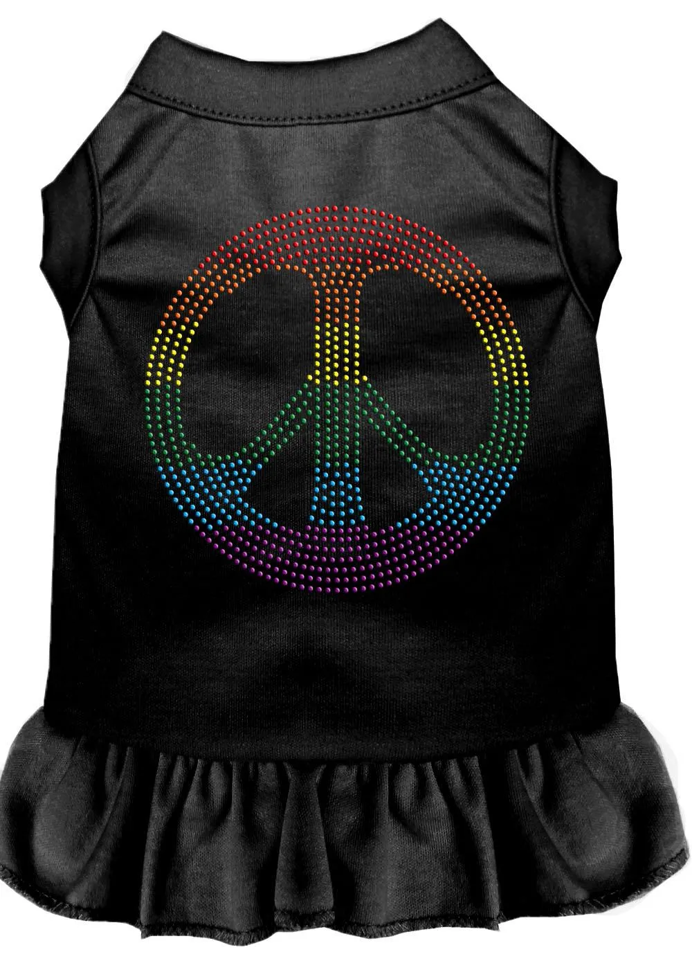 Rhinestone Rainbow Peace Dress Black Xs (8)