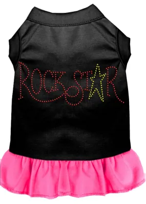 Rhinestone Rockstar Dress Black With Bright Pink Xs (8)