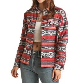 Rock & Roll Women's Red Aztec Shacket