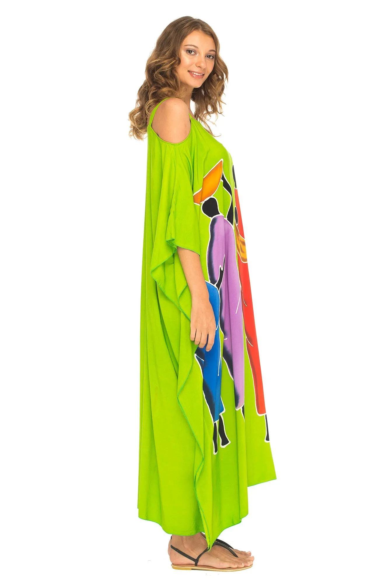 SHU-SHI Women's Kaftan Maxi Dress - Cold Shoulder, Casual Long Beach Cover-Up, Plus Size Caftan