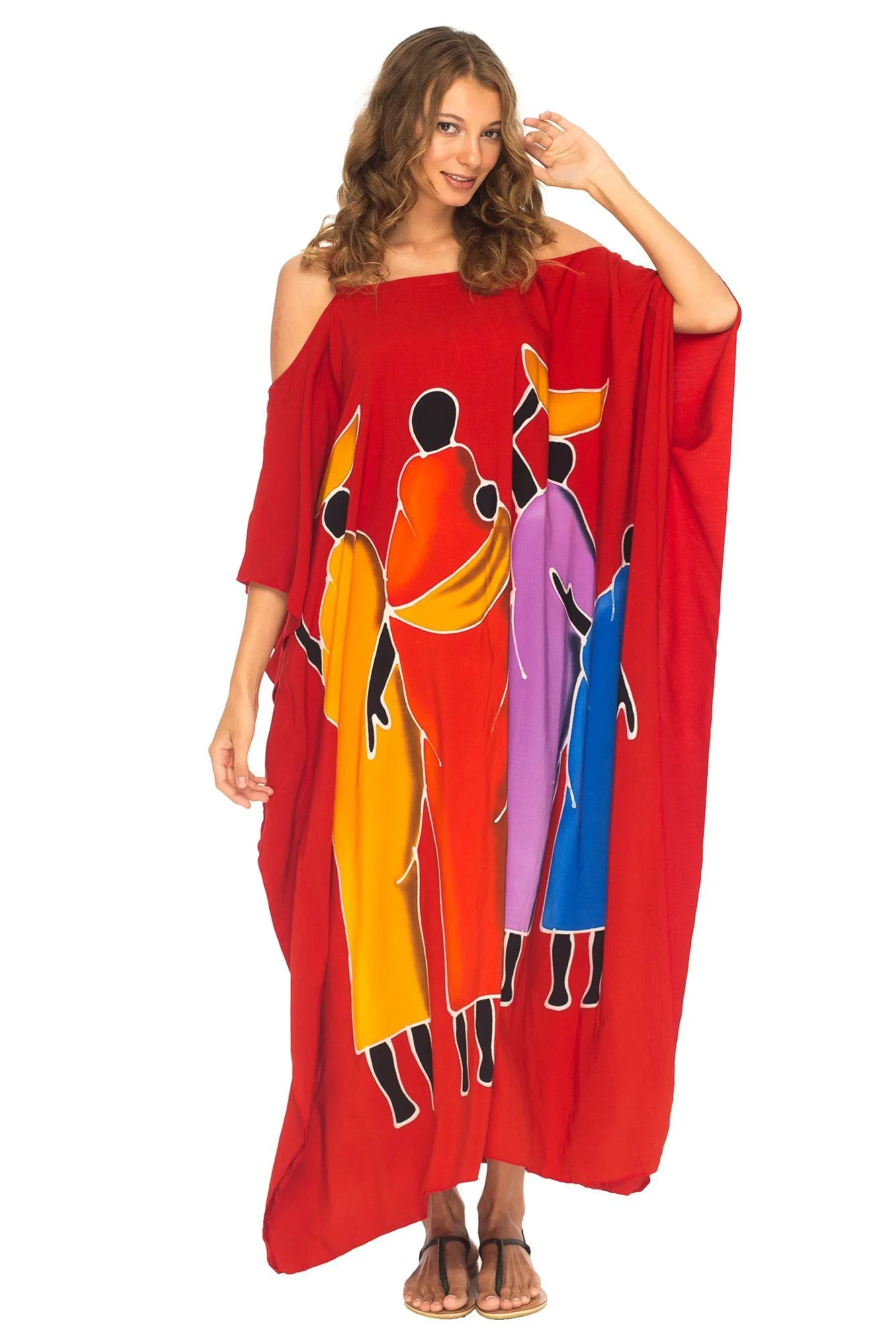 SHU-SHI Women's Kaftan Maxi Dress - Cold Shoulder, Casual Long Beach Cover-Up, Plus Size Caftan