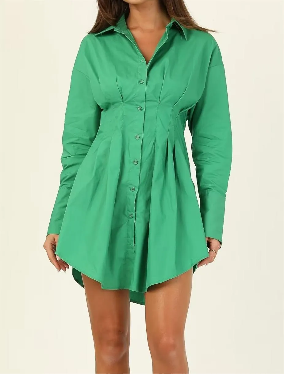 Slim Waist Shirt Dress