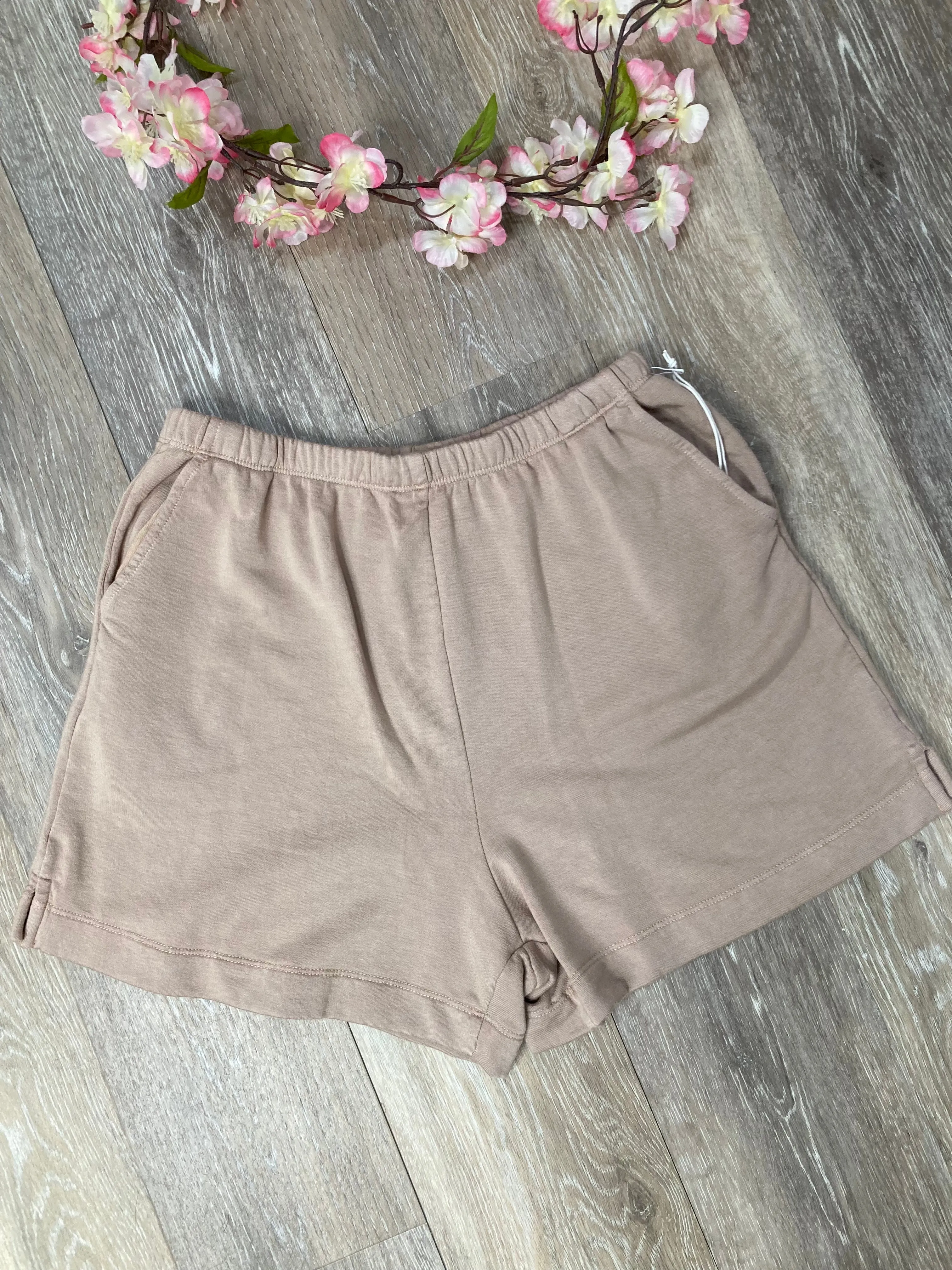 STA Softest Fleece Sweat Shorts in Almond