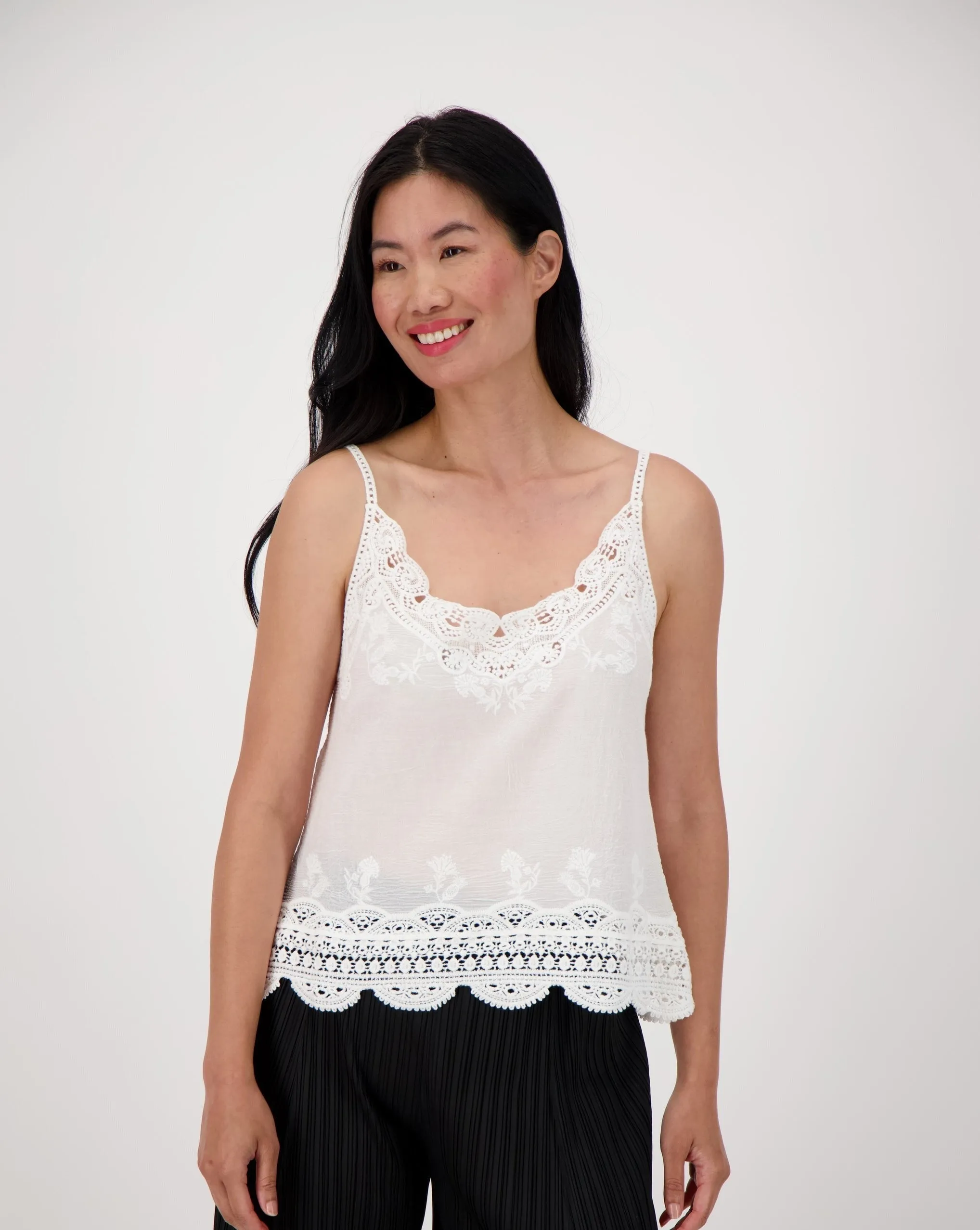 Strappy Lace Crochet Cami Top