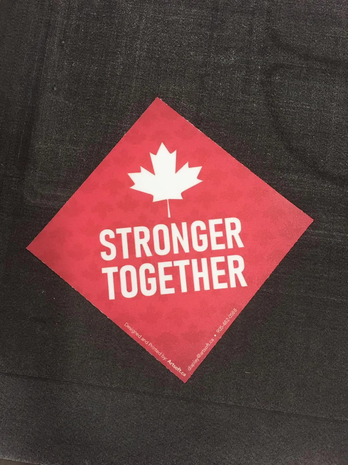 Stronger Together Canadian Wall or Floor Stickers - 10" Inches Diamond Shape