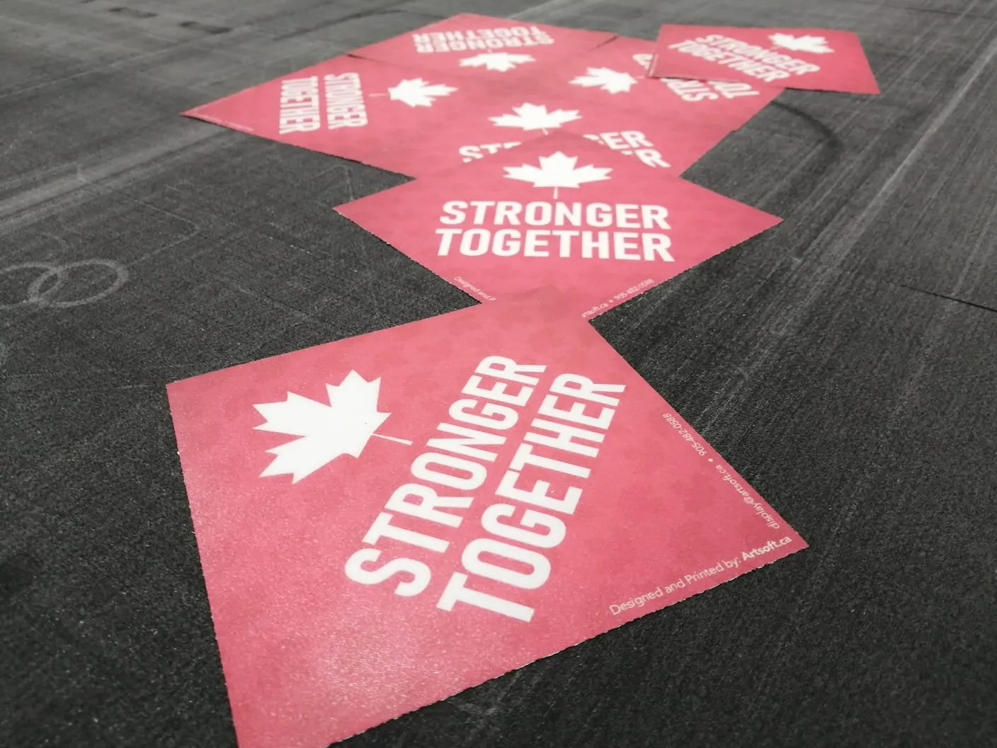 Stronger Together Canadian Wall or Floor Stickers - 10" Inches Diamond Shape