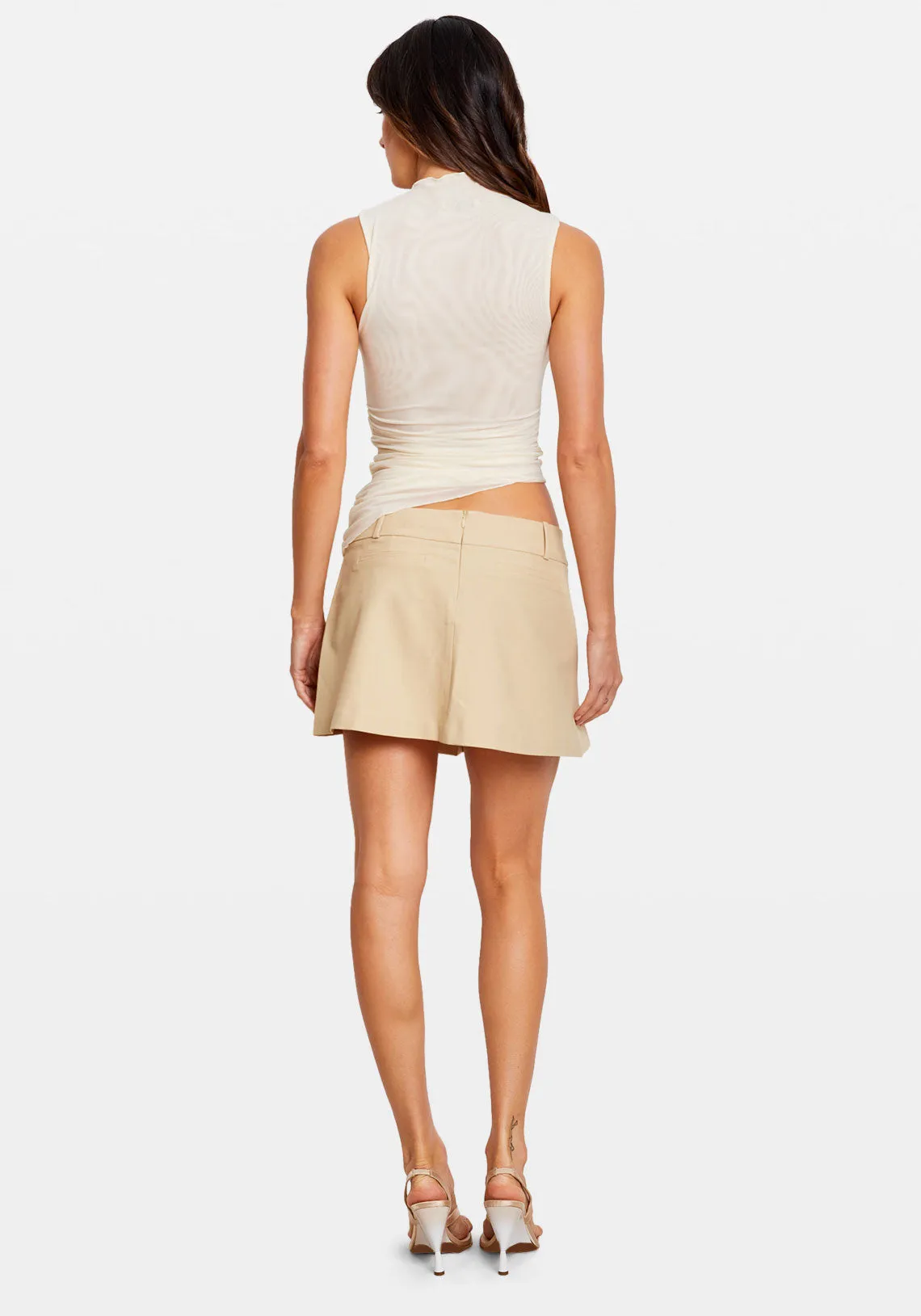 TAILORED PLEAT SKIRT DESERT