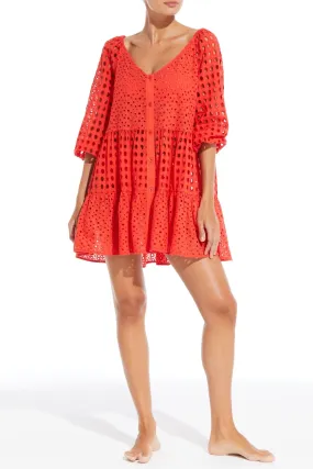 The Evan Mixed Eyelet Mini Dress