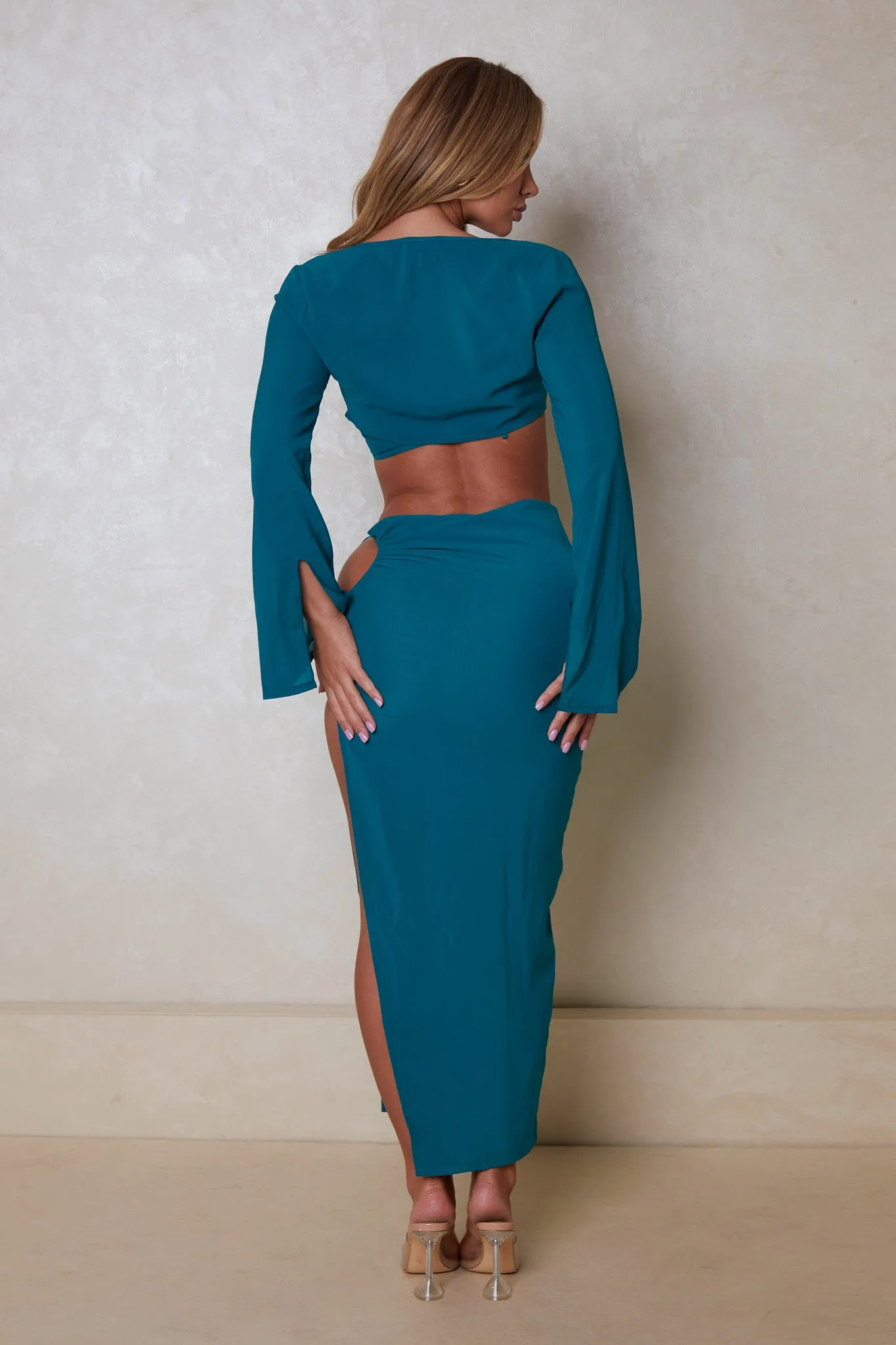 The tie up three piece set- Turquoise