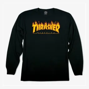 Thrasher | FLAME LONG SLEEVE  { BLACK