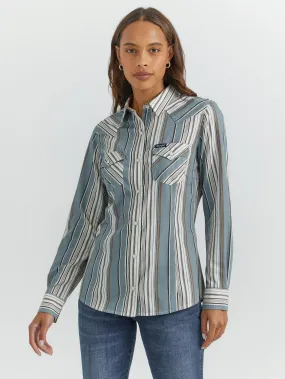 Top Women's SZN (112353154) - Wrangler® Western Dress Snap Shirt - Grey