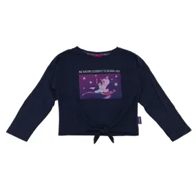 Tu t-shirt 5-6 years navy blue long sleeve Disney Aladdin cropped cotton