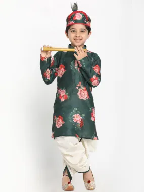 Vastramay Boy's Yellow Krishna Style Kurta and Dhoti Set