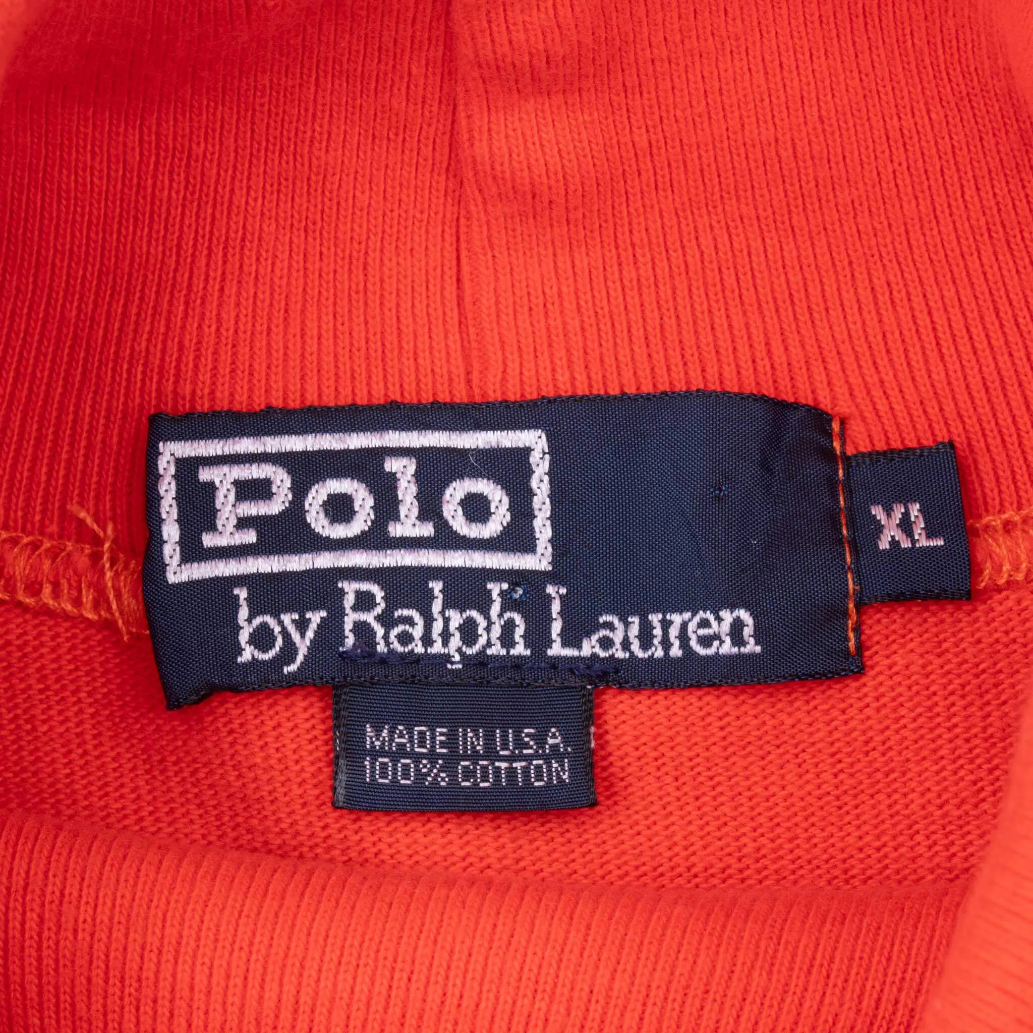 VINTAGE RALPH LAUREN ORANGE TURTLE NECK LONG SLEEVE TEE SHIRT 1990S XL MADE USA