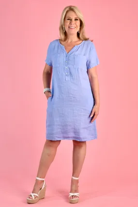 VLSD200 (24A068) - SERENO LINEN DRESS - SEA BLUE