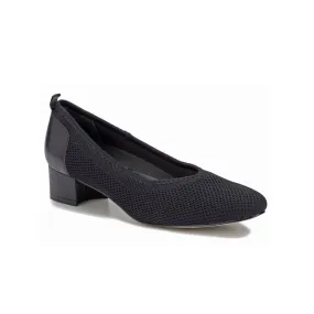 Walking Cradles Wc Hester Women Pump Slip-on In Black Knit Fabric/black Leather