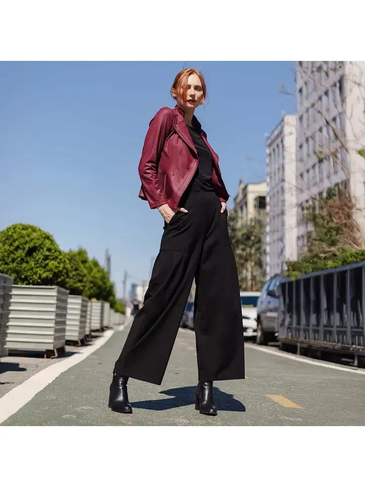 Wide Leg Pocket Pant in Black by Clara Sun Woo