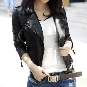 Women's Cropped Vegan Leather Jacket