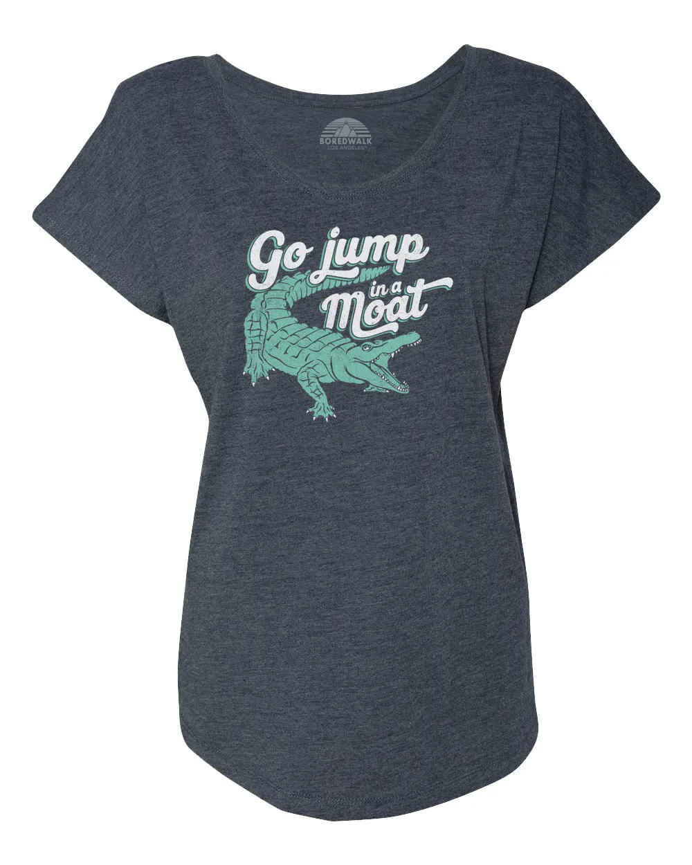 Women's Go Jump in a Moat Alligator Scoop Neck T-Shirt