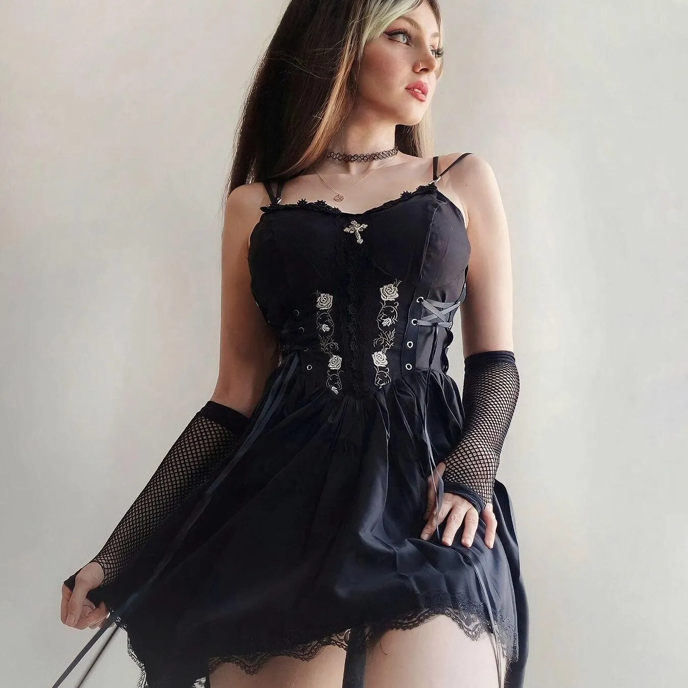 Women's Gothic Rose Slip Dress