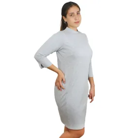 Women's Solid Dress With 3/4 Sleeve,Grey