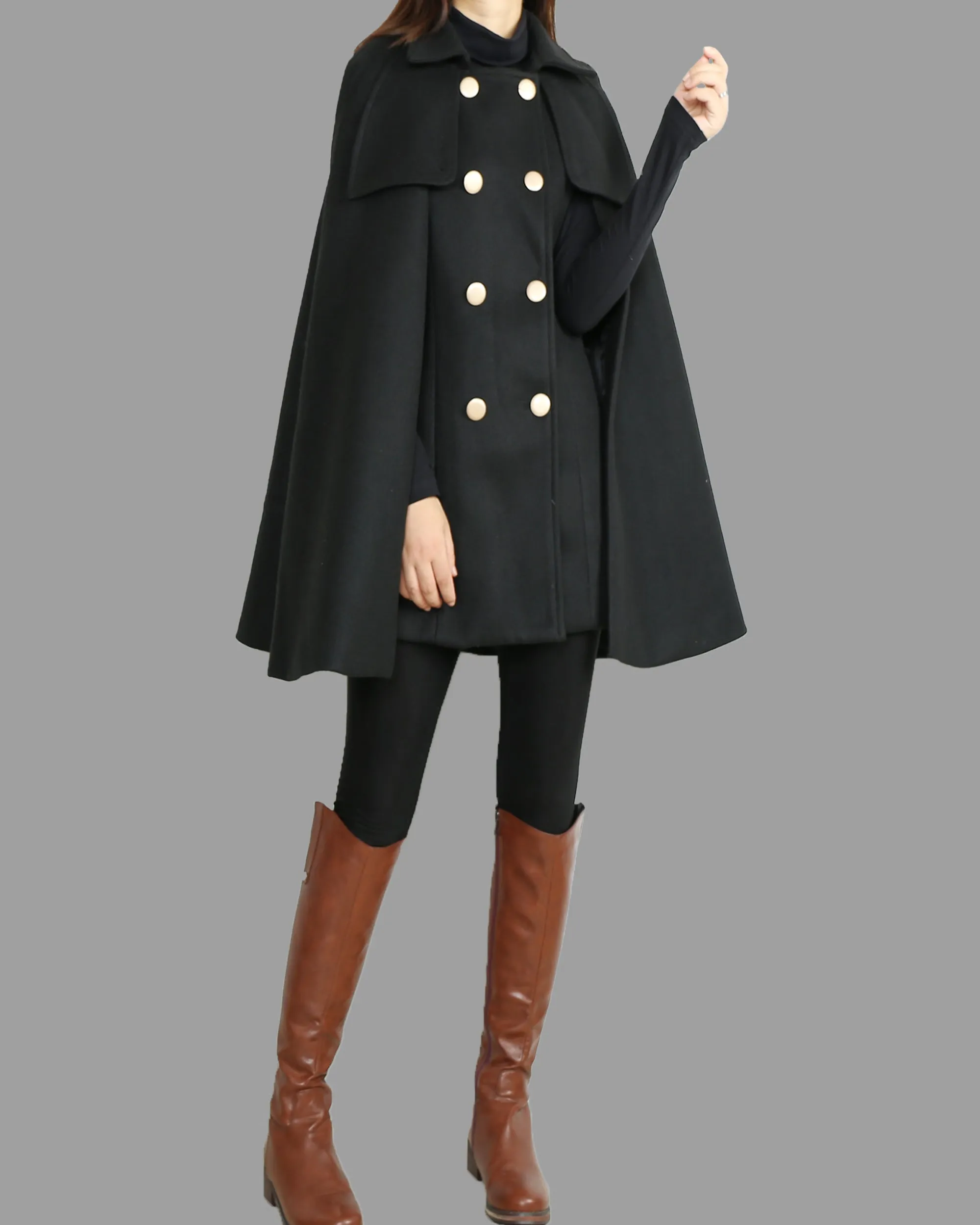 Wool cape coat, women's woolen poncho/cashmere jacket/Wool Coat/Cashmere Cape Wool Cloak(Y1760)