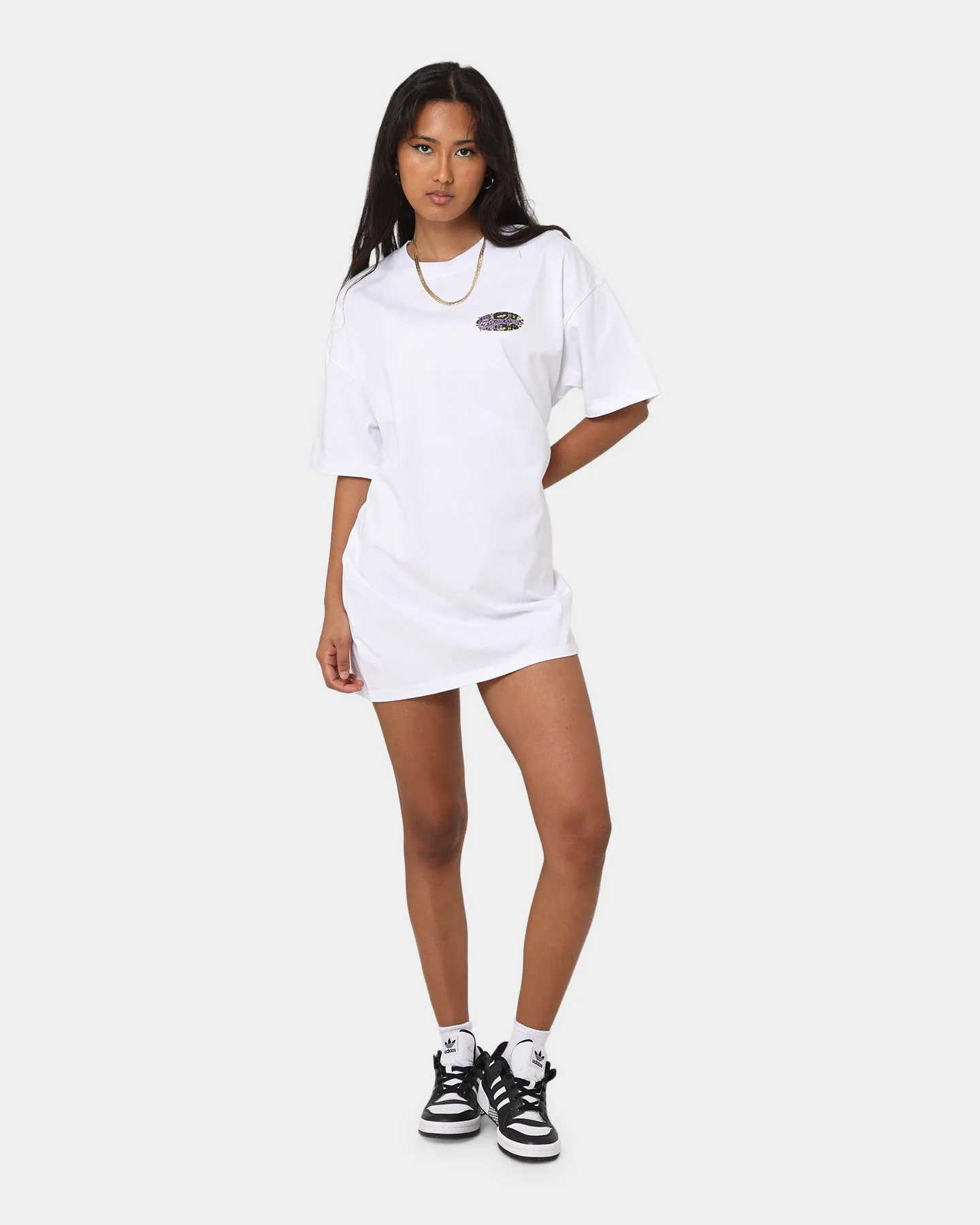 X-Girl Women's Snake Oversized Tee Dress White