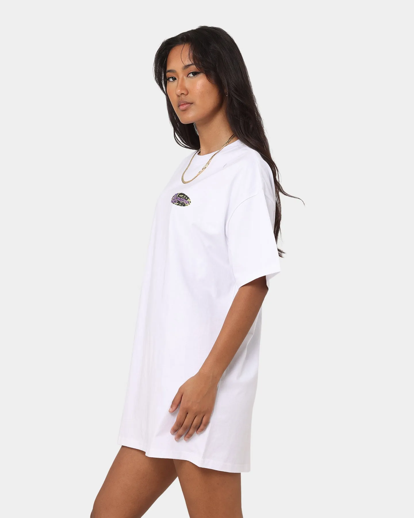 X-Girl Women's Snake Oversized Tee Dress White