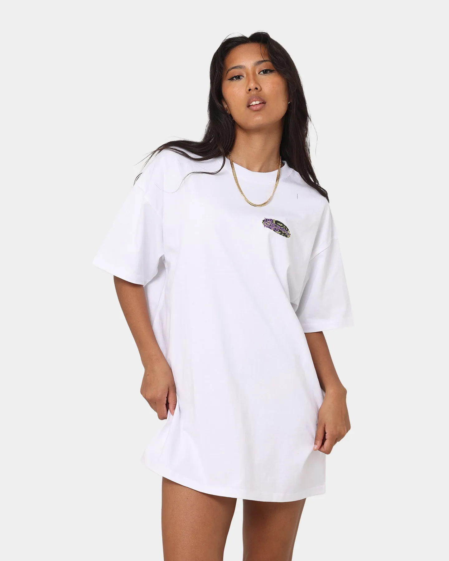 X-Girl Women's Snake Oversized Tee Dress White