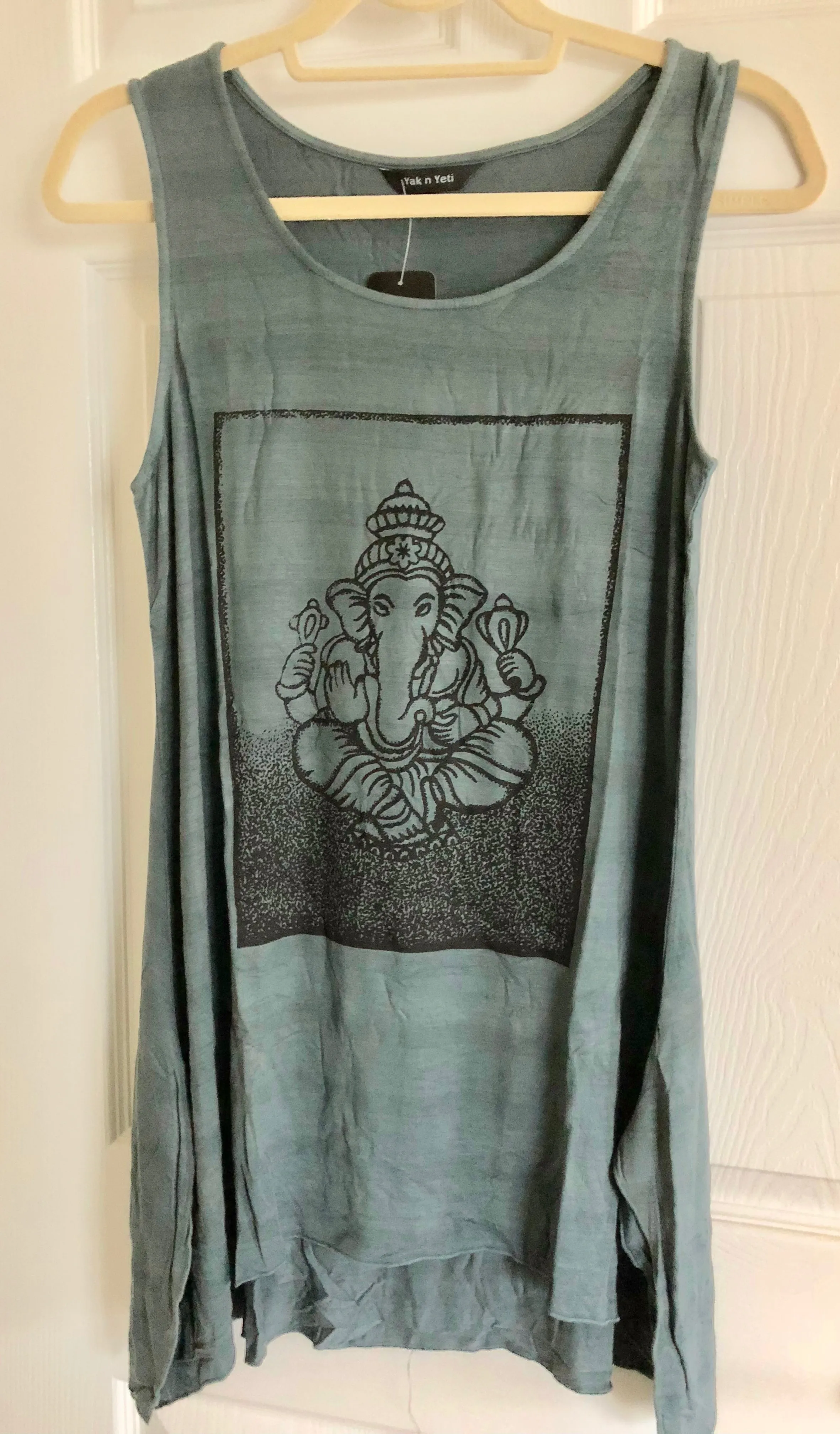 Yak & Yeti Gray Gray Seated Ganesh Print Sleeveless Tunic Shirt