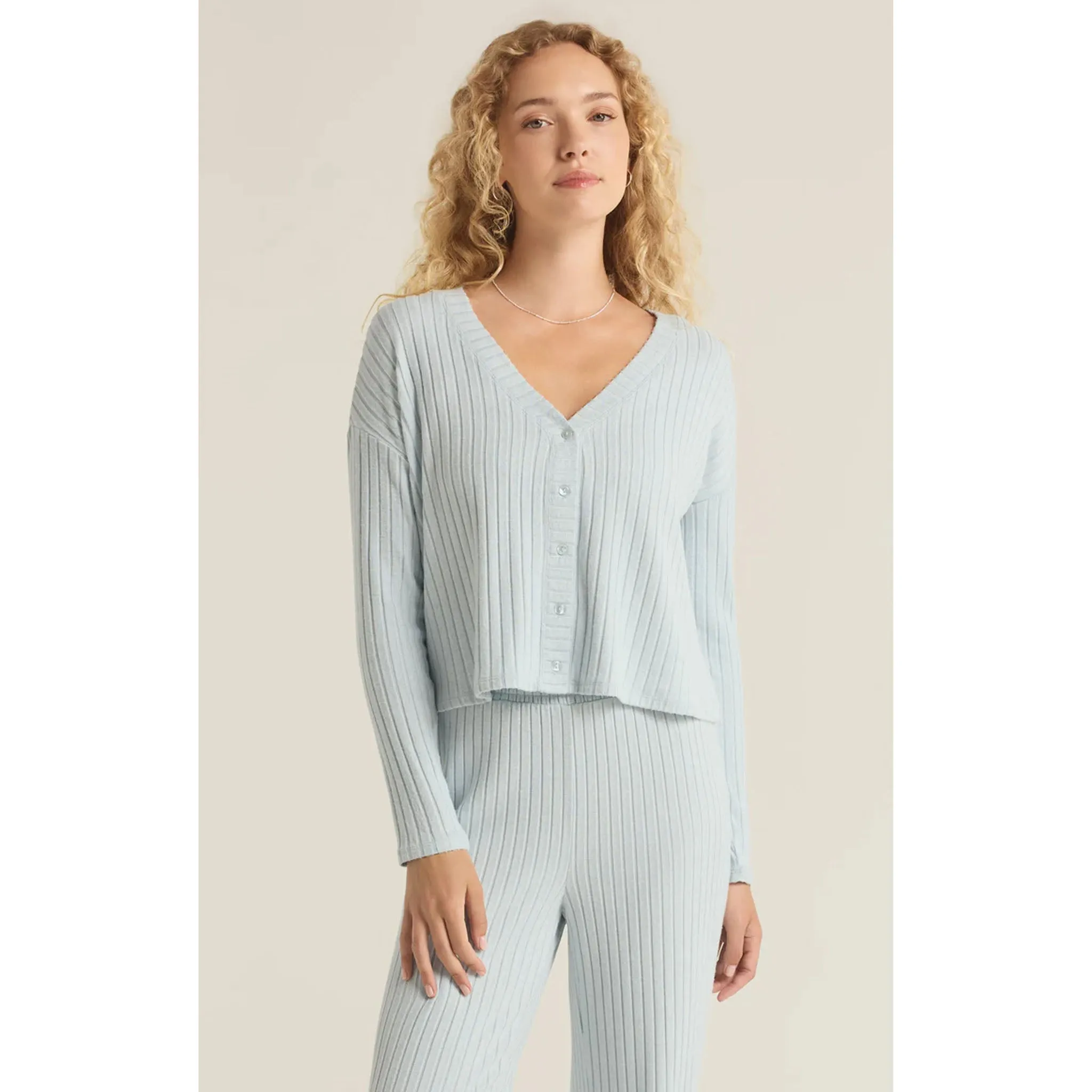 Z Supply Mara Long Sleeve Cardigan in Snowflake Blue