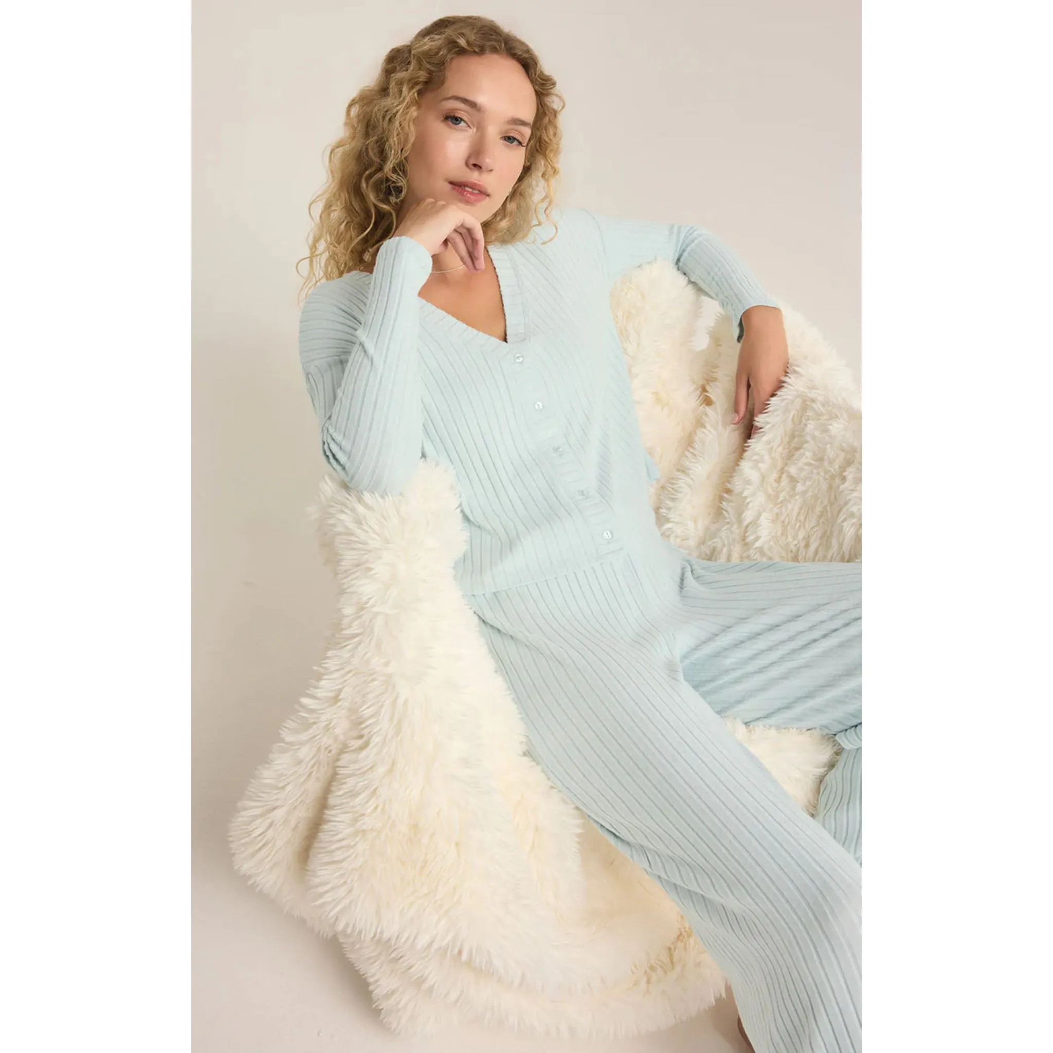 Z Supply Mara Long Sleeve Cardigan in Snowflake Blue