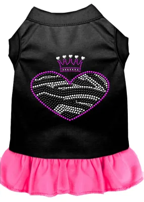 Zebra Heart Rhinestone Dress Black With Bright Pink Sm (10)